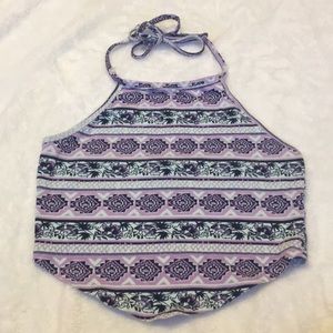 Aztec Design Halter Neck Crop Top